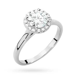Pierścionek z białego złota Halo Ring  diament laboratoryjny 1,00ct i kamienie boczne Lab Diamonds