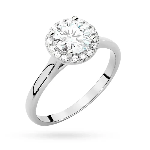 Pierścionek z białego złota Halo Ring  diament laboratoryjny 1,00ct i kamienie boczne Lab Diamonds