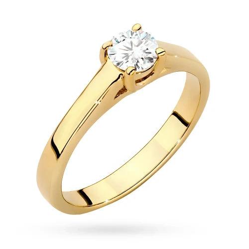 Pierścionek żółte złoto diament  laboratoryjny 0,40ct oprawa cathedral Lab Diamonds