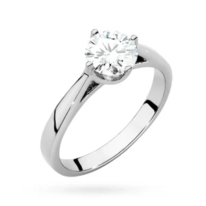 Klasyczny pierścionek z białego złota  z diamentem laboratoryjnym 1,00ct w czterech łapkach Lab Diamonds