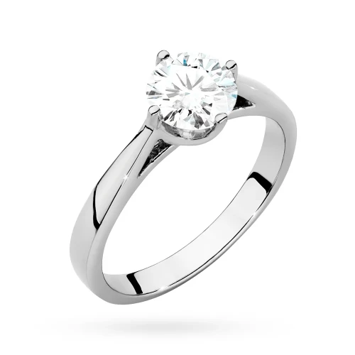 Klasyczny pierścionek z białego złota  z diamentem laboratoryjnym 1,00ct w czterech łapkach Lab Diamonds