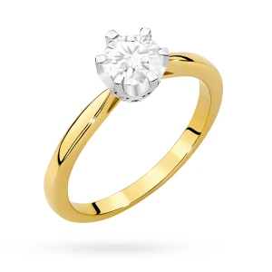 Pierścionek z żółtego złota diament  laboratoryjny 0,70ct kamienie wokół korony Lab Diamonds