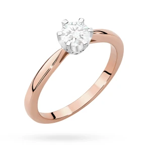 Pierścionek z różowego złota diament  laboratoryjny 0,40ct kamienie wokół korony Lab Diamonds
