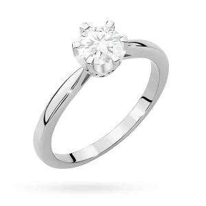 Pierścionek z białego złota diament  laboratoryjny 0,70ct kamienie wokół korony Lab Diamonds
