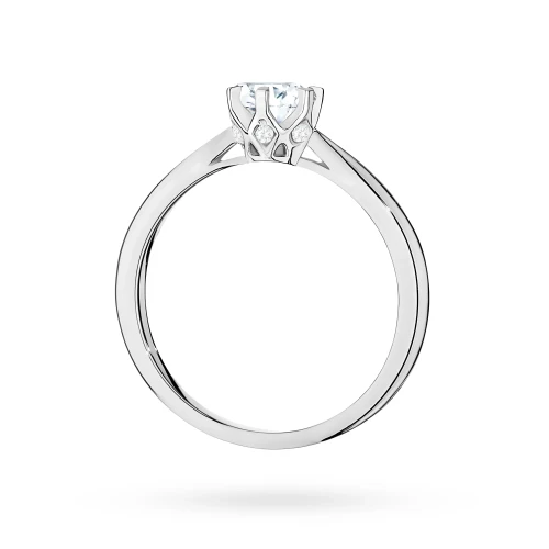 Pierścionek z białego złota diament  laboratoryjny 0,50ct kamienie wokół korony Lab Diamonds