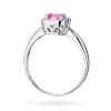 Pierścionek z białego złota z kwadratową koroną różowy topaz i diamenty Dynastia W0514.B3.TOP.01 marko