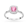 Pierścionek z białego złota z kwadratową koroną różowy topaz i diamenty Dynastia W0514.B3.TOP.01 marko