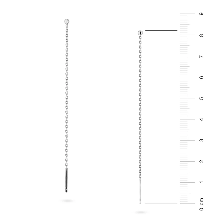 Srebrne kolczyki przewlekane długie łańcuszki kulki 2mm Iluvia K2008-925-S marko