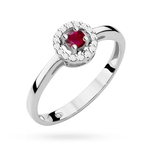 Pierścionek z białego złota rubin 0,15ct brylanty Kultowa