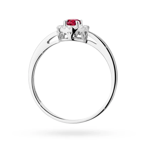 Pierścionek z białego złota rubin 0,15ct brylanty Kultowa