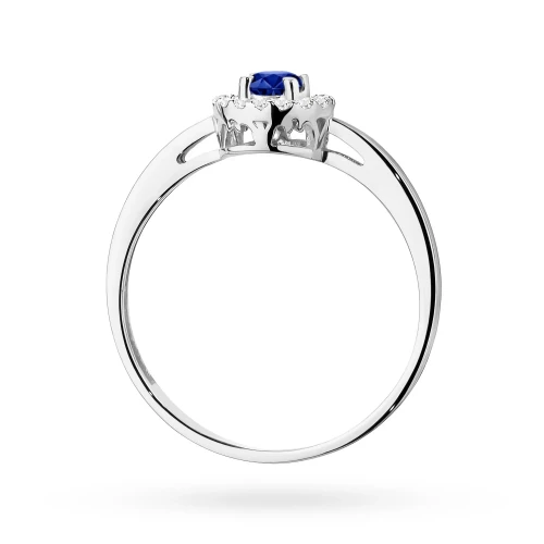Pierścionek z białego złota szafir 0,15ct brylanty Kultowa