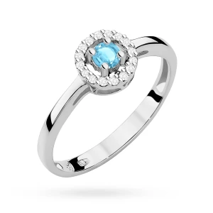 Białe złoto pierścionek zaręczynowy topaz Swiss 0,15ct brylanty Kultowa