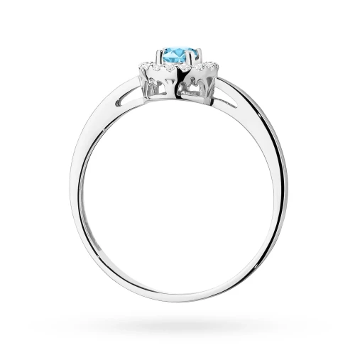 Białe złoto pierścionek zaręczynowy topaz Swiss 0,15ct brylanty Kultowa
