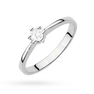 Zaręczynowy pierścionek białe złoto brylant 0,15ct Klasyka