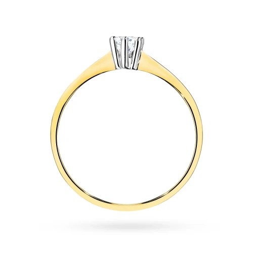 Złoty pierścionek zaręczynowy brylant 0,15ct Klasyka
