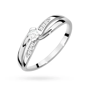 Pierścionek z białego złota 585 z brylantami 0,13ct Obietnice