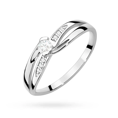 Pierścionek z białego złota 585 z brylantami 0,13ct Obietnice