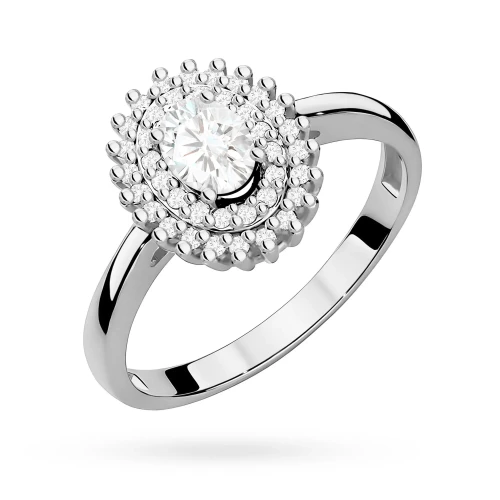 Pierścionek białe złoto z owalnym  diamentem laboratoryjnym Lab Diamonds kwiatek markiza