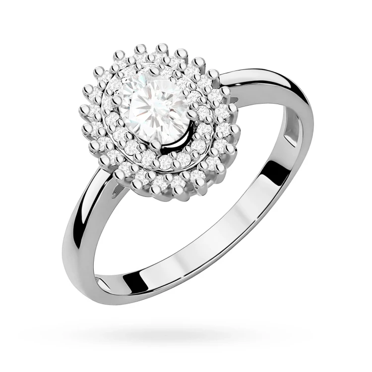 Pierścionek białe złoto z owalnym diamentem laboratoryjnym Lab Diamonds i brylantami kwiatek markiza W0303.B3.LDW.01 marko