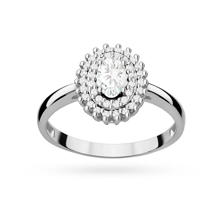 Pierścionek białe złoto z owalnym diamentem laboratoryjnym Lab Diamonds i brylantami kwiatek markiza W0303.B3.LDW.01 marko