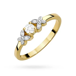 Złoty pierścionek 585 z brylantami 0,12ct Obietnice