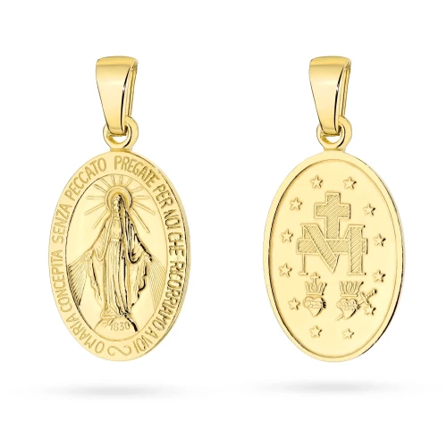 Duży pozłacany Cudowny Medalik Maryja 925