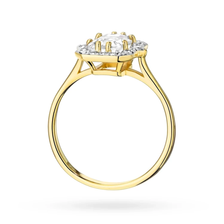 Złoty pierścionek oprawa halo prostokątny diament laboratoryjny żółte złoto Lab Diamonds W0576.Z3.LDW.01 marko