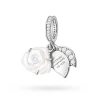 Srebrna zawieszka biała róża z masy perłowej cyrkonie Charms Z756-925-BS marko