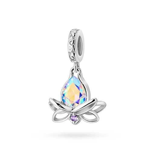 Srebrna zawieszka kwiat lotosu cyrkonia Charms Z755-925-BS marko