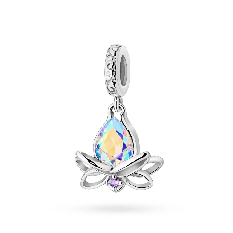 Srebrna zawieszka kwiat lotosu cyrkonia Charms Z755-925-BS marko