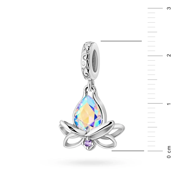 Srebrna zawieszka kwiat lotosu cyrkonia Charms Z755-925-BS marko