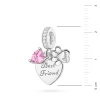 Srebrna zawieszka łapka serce różowa cyrkonia Charms Z754-925-RS marko
