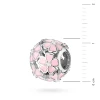 Srebrna zawieszka okrągły koralik różowe kwiaty Charms Z753-925-RS marko