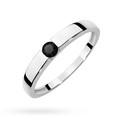 Pierścionek z białego złota z czarnym  diamentem 0,12ct Generacja