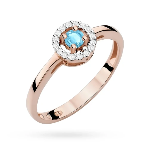 Różowe złoto pierścionek zaręczynowy  topaz Swiss 0,15ct brylanty Kultowa