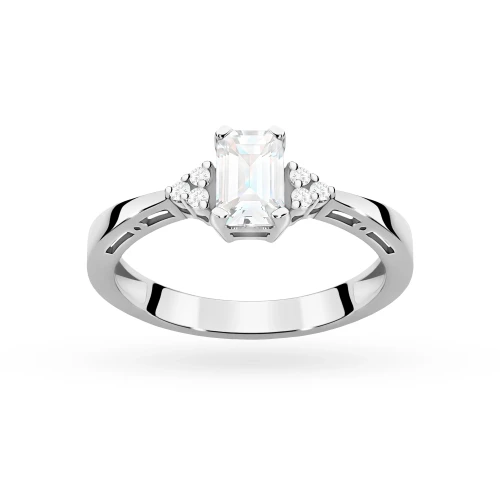 Pierścionek zaręczynowy z białego złota z prostokątnym diamentem laboratoryjnym Lab Diamonds W0002.B3.LDW.01 marko