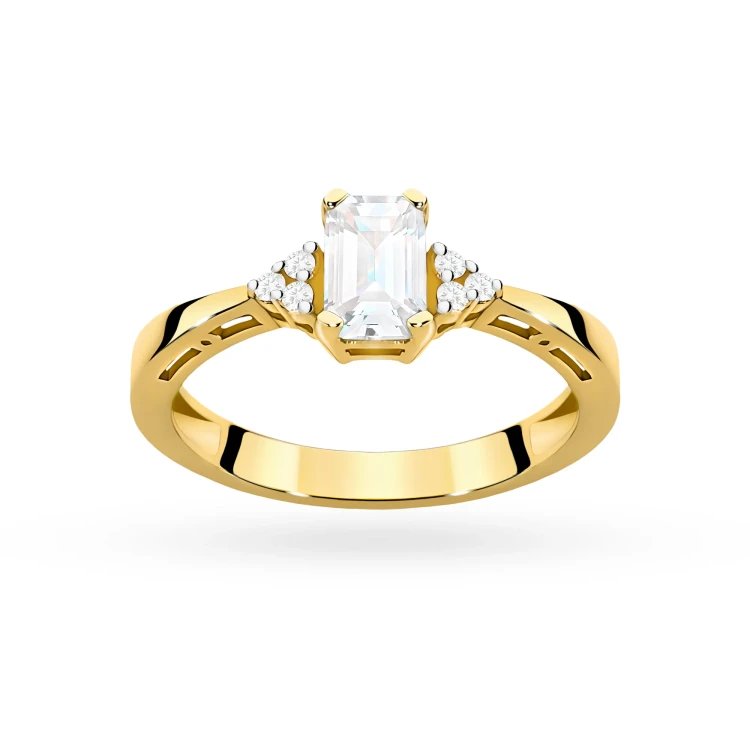 Pierścionek zaręczynowy z żółtego złota z prostokątnym diamentem laboratoryjnym Lab Diamonds W0002.Z3.LDW.01 marko