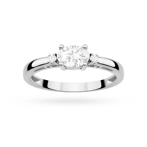 Pierścionek zaręczynowy z białego złota z owalnym diamentem laboratoryjnym Lab Diamonds i brylantami W0006.B3.LDW.01 marko