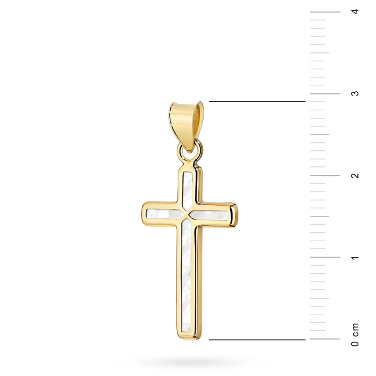 Złoty krzyżyk z masą perłową próba 585 D577-585 marko