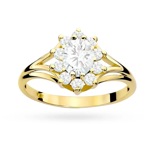 Złoty pierścionek zaręczynowy z owalnym diamentem Lab Diamonds i brylantami kwiatek markiza W0037.Z3.LDW.01 marko