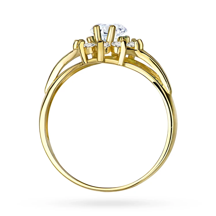 Złoty pierścionek zaręczynowy z owalnym diamentem Lab Diamonds i brylantami kwiatek markiza W0037.Z3.LDW.01 marko