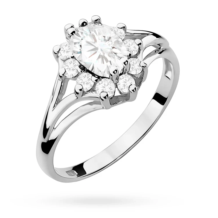 Pierścionek zaręczynowy z białego złota z owalnym diamentem Lab Diamonds i brylantami kwiatek markiza W0037.B3.LDW.01 marko