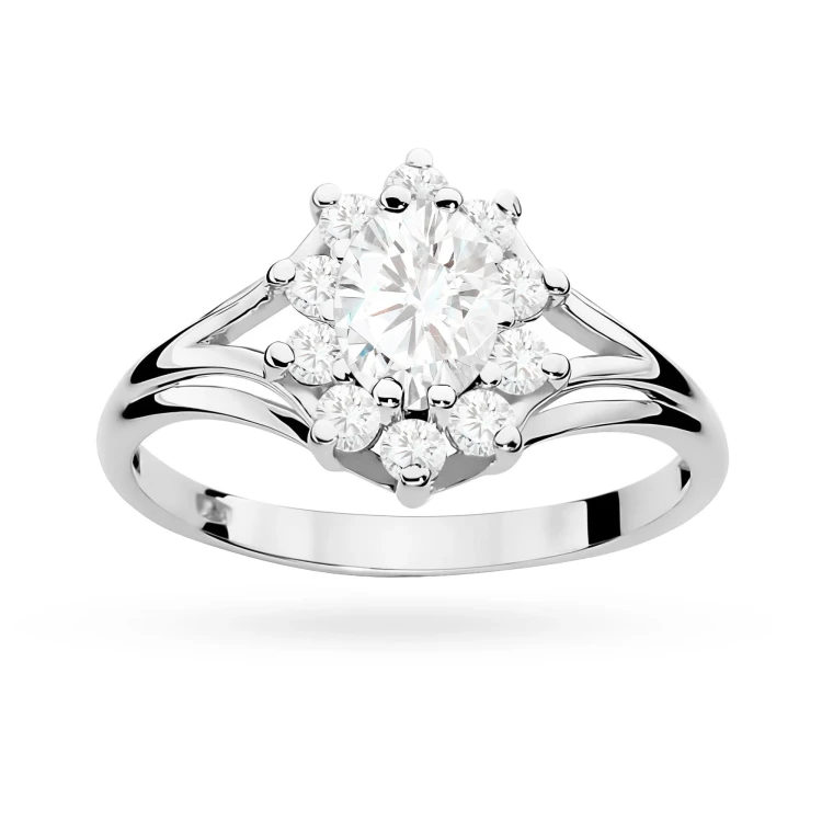 Pierścionek zaręczynowy z białego złota z owalnym diamentem Lab Diamonds i brylantami kwiatek markiza W0037.B3.LDW.01 marko