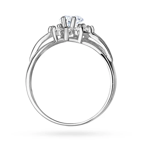 Pierścionek zaręczynowy z białego złota  z owalnym diamentem Lab Diamonds kwiatek markiza
