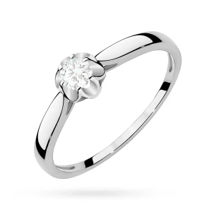 Pierścionek zaręczynowy z białego złota Lab Diamonds 0,15ct kwiatek