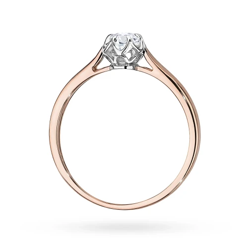 Pierścionek zaręczynowy z różowego złota Lab Diamonds 0,15ct kwiatek