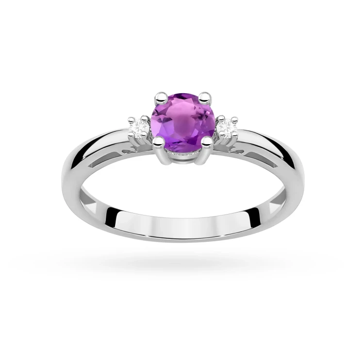 Pierścionek zaręczynowy z białego złota z ametystem i brylantami Triola W0010.B3.AMV.01 marko
