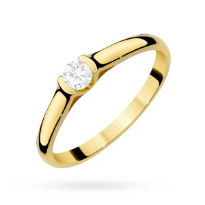 Pierścionek zaręczynowy klasyczny 0,15ct  z żółtego złota Lab Diamonds
