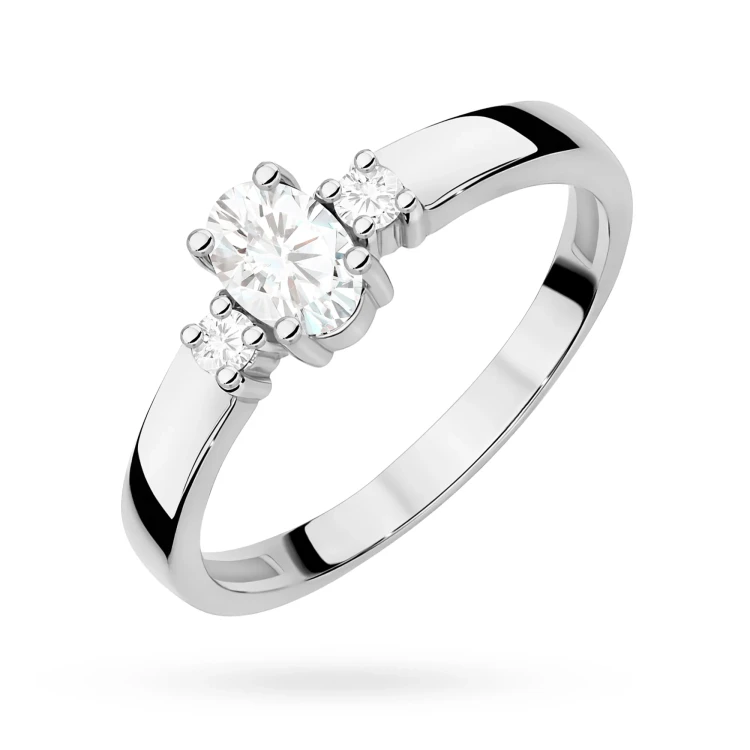 Pierścionek z trzema kamieniami białe złoto z owalnym diamentem laboratoryjnym Lab Diamonds i brylantami W0264.B3.LDW.01 marko