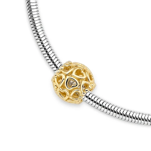 Pozłacana zawieszka koralik ażurowe serca Charms Z765-925-Z marko